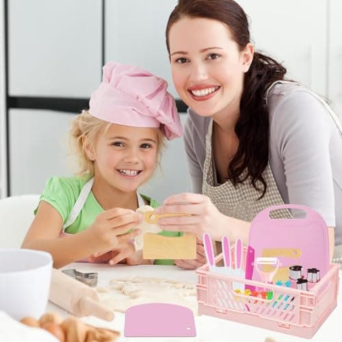 Kids kitchen knife Set for Chopping 24PCS Mini Chef Kids Cooking Knife Set with Toddler Knife,Foldable Storage Box,Crinkle Cutter,Cookie Cutters and more for 4 5 6 Years Boys Girls Birthday Gifts — view 6