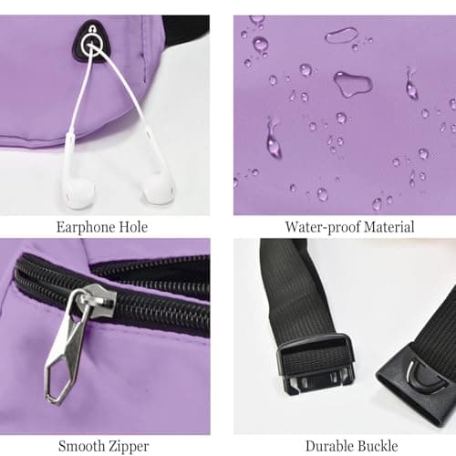 Rosoz Bum Bag, Belt Bag Women's Bum Bag Men's Gifts Sports Hip Bags for Outdoor Travel Running Cycling, Purple — view 3