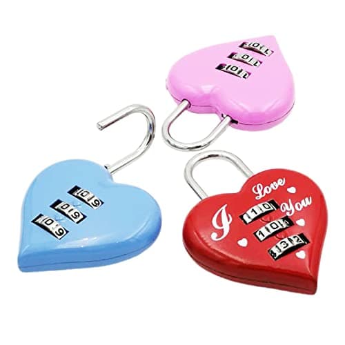Altsuceser Mini Code Lock, Mini Heart Password Lock Small Metal Heart Shaped Padlock 3-Digit Code Combination Padlock for Travel Bags Suitcase Lockers Backpacks Jewelry Boxes Light Blue — view 5