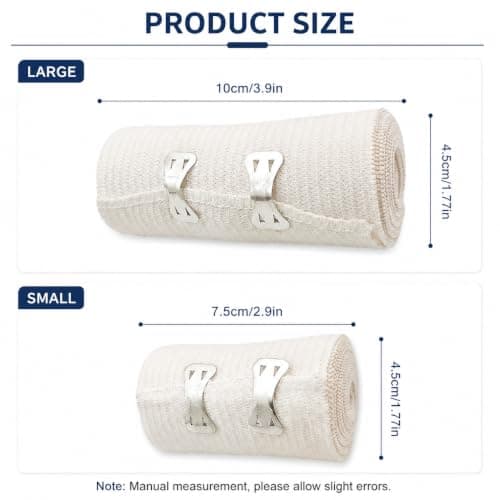 KUBDPQOR 4PCS Elastic Compression Bandage Set – Durable Cotton Support Wraps with Clips – Lightweight First Aid Bandages for Ankles, Wrists, Arms, Legs, Sprains and Strains Black — view 3