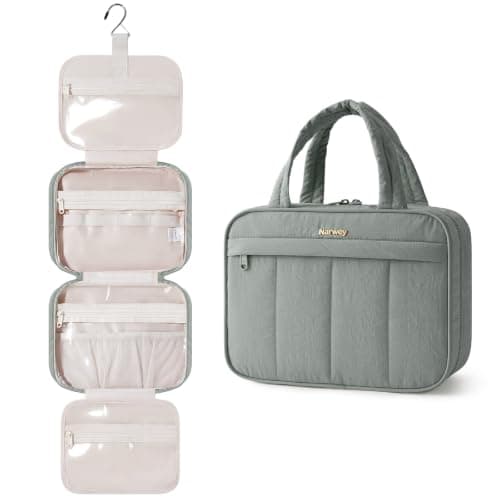 Narwey Hanging Toiletry Bag, Travel Toiletry Bags for Women, Large Travel Wash Bag Women, Makeup Cosmetic Bag with Compartments, Make up Organizer for Essentials (Sage Green) — view 2