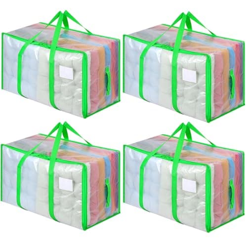 Dntorx 4 Pack 105L Moving Bags Clothes Storage Bags Drom Packing Box, Green
