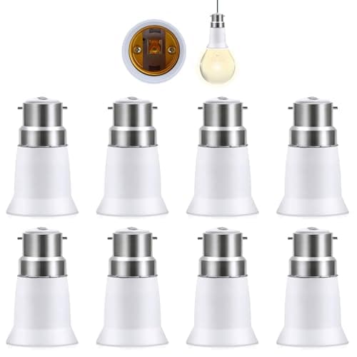 B22 to E27 Adapter, 8 Pack Bayonet to Screw Bulb Adaptor