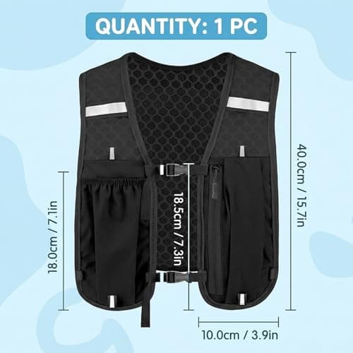 Running Vest with Water Bottles, Hydration Pack for Trail Running and Hiking, Adjustable Storage Compartments with Reflective Details for Outdoor Activities, Black Colour One Piece — view 2