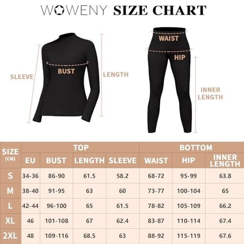 WOWENY Womens Thermal Underwear Set Ultra Soft Turtle Neck Long Johns Sleeved Top Base Layer Warm Tops & Bottoms for Skiing Sport Yoga,White,M — view 6