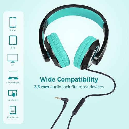 Rockpapa Comfort+ Wired Kids Headphones with Microphone for School/Tablet — view 4