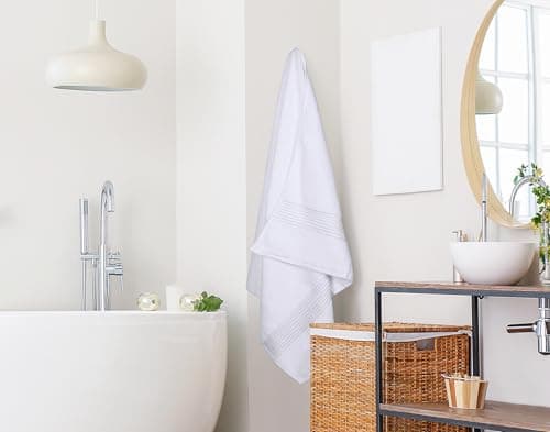 Utopia Towels - Luxurious Bath Sheet 2 Pack 90 x 180 cm, 100% Cotton, White — view 6