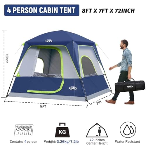UNP Camping Tent 4-8 Person, Tall Family Tent with Standing Room — view 2