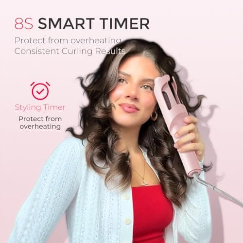 TYMO Hair Curler Automatic Rotating - CURLPRO, Curling Wand, Pink 1.25 inch — view 5