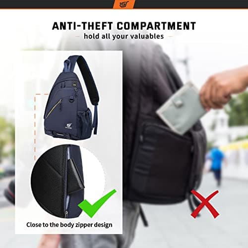 SKYSPER Sling Laptop Bag (Up to 13 Inch) - 18L Crossbody Sling Backpack Travel Shoulder Bag Hiking Daypack for Men Women(Navyblue) — view 3