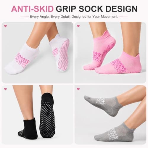 Toes Home Pilates Grip Socks for Women 4-7, Yoga Non Slip Grippy Socks — view 5