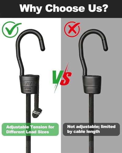 5 Pack 100cm (39 Inch) Adjustable Bungee Cords with Hooks – Heavy Duty Elastic Shock Cord Straps for Luggage, Roof Racks, Bike Racks, Camping, Car Roof, Tie Downs & Garage — view 2