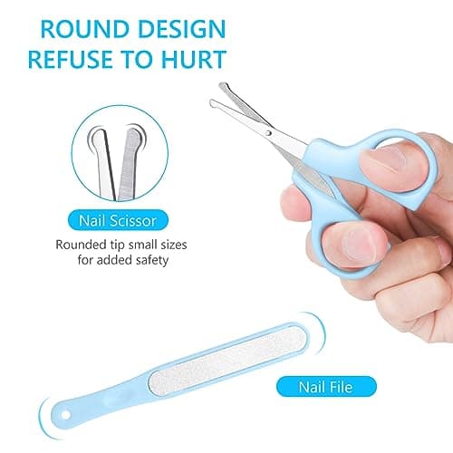 Vicloon Baby Nail Kit, 5-in-1 Baby Nail Care Set, Baby Nail Care Tool, Baby Manicure Set Includes Nail Clippers, Scissor, Earpick, Nail File and Tweezer for Newborn Infant Toddler — view 4