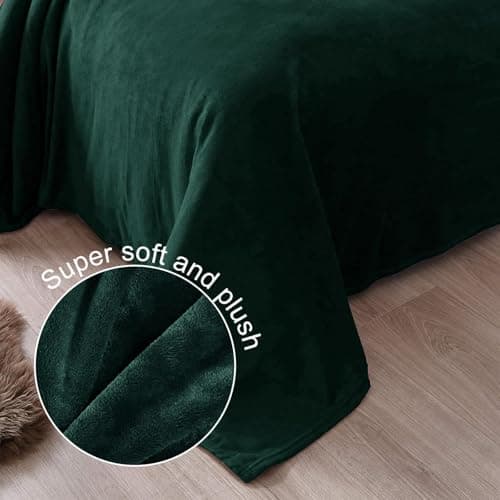 Exclusivo Mezcla Soft Large Fleece Throw Blanket for Sofa, Forest Green — view 5