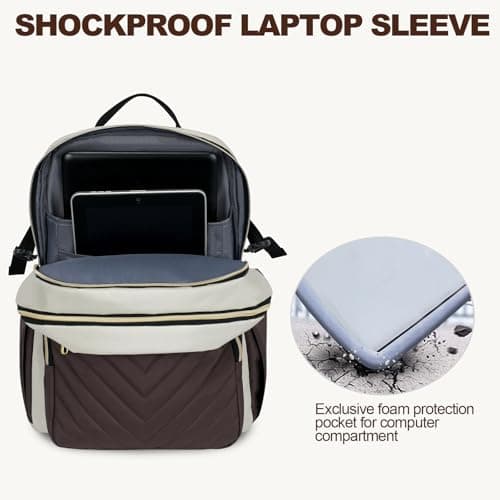 VANKEAN Laptop Backpack Women, 15.6" Backpacks Business College Work Coffee — view 5