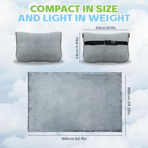 Jokureao 2 in 1 Travel Blanket and Pillow, Soft Micro Plush Portable Airplane Blanket, Ultralight Travel Blanket, Compact Foldable Flannel Blanket for Flights, Car, Business Trips — view 2