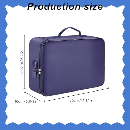 HMifjUM Fireproof Document Box, Waterproof File Organiser Box, Safe Portable Home Fire Lockable Storage Boxes, Collapsible Travel Document Holder, File Storage Boxs with Inserts Bags and Zipper (BU) — view 2