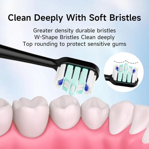 PERECT Electric Toothbrush for Adults, Rechargeable Sonic Toothbrush Travel-Ready Kit with Travel Case, 6 Replacement Brush Heads, 5 Modes 3 Intensities, 2-Minute Smart Timer, IPX7 Waterproof, Black — view 4