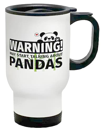 Shopagift Warning Pandas Travel Mug Zoo Wildlife Safari Gift Stainless Steel 14oz Cup
