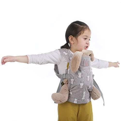 GAGAKU Baby Doll Carrier for Kids, Baby Carrier for Dolls, Reborn Baby Dolls Accessories, Doll Carriers with Adjustable Straps for Little Girls, Grey - Rabbit — view 6