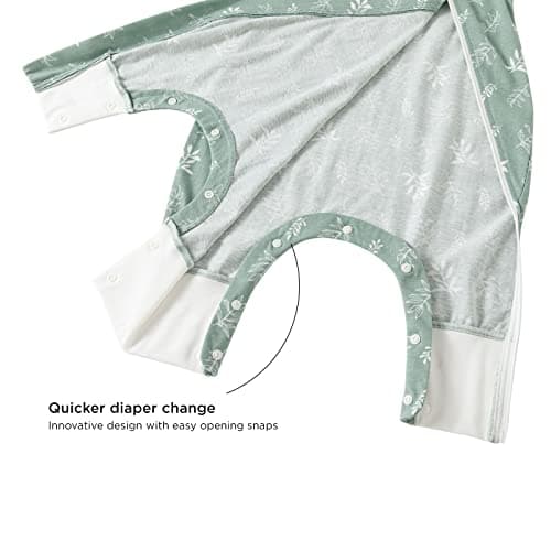 Duomiaomiao Sleeping Bag with Legs, 100% Cotton 0.5 Tog Summer Baby Sleep Bag Toddler Sleeping Sack with Feet for 2-3 Years Boys Girls, Green — view 5