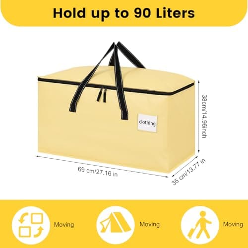 Dntorx 6 Pack 90L Moving Bags,Waterproof Moving Boxes with Zips,Pale Yellow — view 2