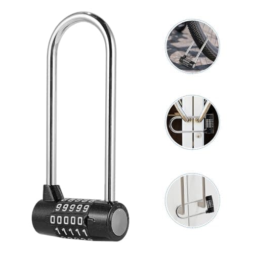 DIKACA Large U-Shaped Combination Padlock Plastic and Metal Material with 5 Digit Password Easy to Set Password, Hanging Lock for Cabinets and Home Use for Cabinet Wardrobe Door Handle — view 6