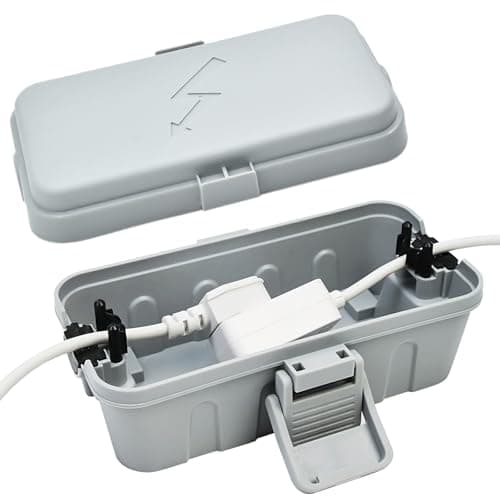 Hrensaw Small Weatherproof Electrical Connection Box(Inner 5.5 x 3 x 2.2inch),Outdoor Electrical Box,Waterproof Extension Cord Covers for Plug, Extension Cables, Holiday Lights,Grey