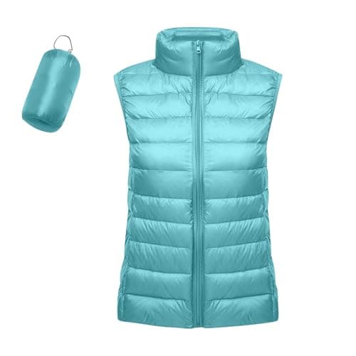Womens Body Warmer Uk, Womens Puffer Gilet Lightweight Packable Quilted Vest Padded Outwear with Zip up Pockets Ladies Bodywarmer Windproof Sleeveless Jacket Christmas Gifts,Turquoise,XL,u55k