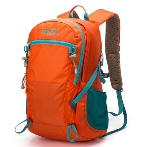 Lightweight Hiking Backpack, 30L Women/Men Waterproof Travel Rucksack Bag with Rain Cover, Outdoor Small Foldable Daypack for Student, Fit for 15.6 inch Laptop (Orange, 30l)
