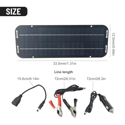 60W 12 V Solar Car Trickle Charger,Car Maintainer,60W Portable Amorphous Solar Panel Power Backup Kit with Clip For Car RV for CARAVAN Van Boat — view 2