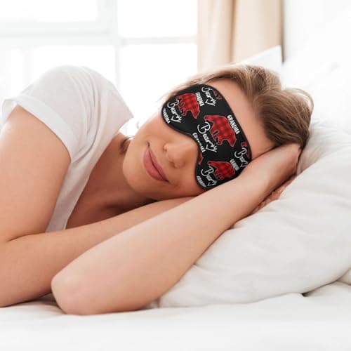 Christmas Grandma Bear Eye Mask Sleep Mask Light BlockBlindfold Night Eyes Cover Soft Pressure-Free Eyeshade with Elastic Strap for Home Travel Office Nap Yoga — view 6