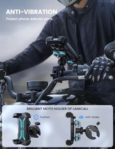 Lamicall Motorbike Phone Holder, [Dual Anti-Shock] Bike Phone Holder Blue — view 2