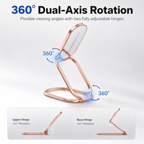 VAWcornic Phone Ring Holder, 540° Dual Direction Rotating Metal Phone Stand Phone Grip for Smartphone (iPhone, Samsung, HUAWEI), Tablet, Kindle, Switch, Compatible with Magnetic Car Mount, Rose Gold — view 2