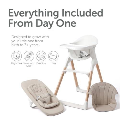 Baby Elegance Mash High Chair Bundle for Babies & Toddlers (0-3yrs) - White — view 2