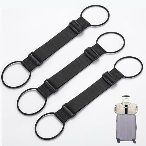 FunnAura 3 Pcs Luggage Straps for Suitcases, Adjustable Backpack Accessories Suitcase Strap for Portable Travel Luggage Straps Over Handle (Black)