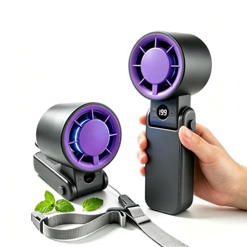 Neuonn Handheld Fan, 5 Speeds with 4000mAh (USB-C) Battery, 3 in 1 Portable Fan, 240g Light-weight for Hand/Table/Neck, LED Display for Office/Summer Travel/Beach