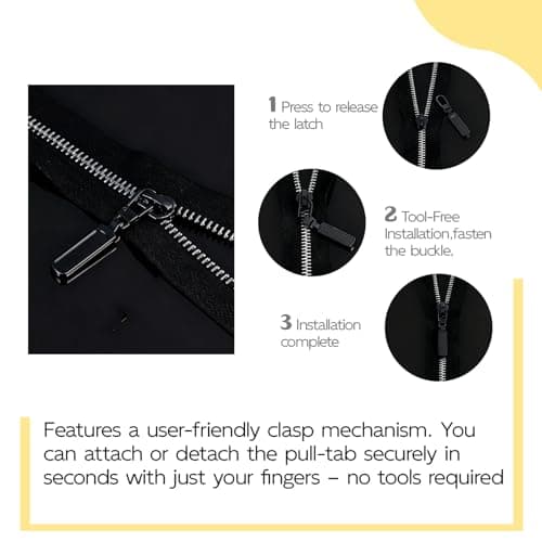 5 PCS Zipper Pull Replacement Kit - Durable Metal Zipper Tabs in Black for Easy Repair of Luggage, Clothing, and Accessories – Versatile Detachable Design Replacement Zippers Pulls for Quick Fixes — view 5