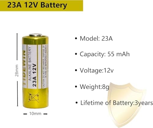 23A 12V Alkaline Battery, 5 Pack A23/ MN21/ L1028/ V23GA/ LRV08 for Remote Controls, Wireless Doorbells, Security Systems — view 2