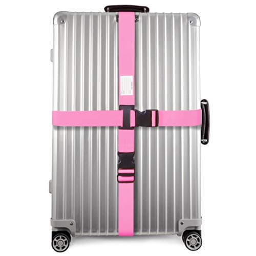 OW-Travel Personalised Cross Luggage Straps for Suitcases, Pink, 1 Pack