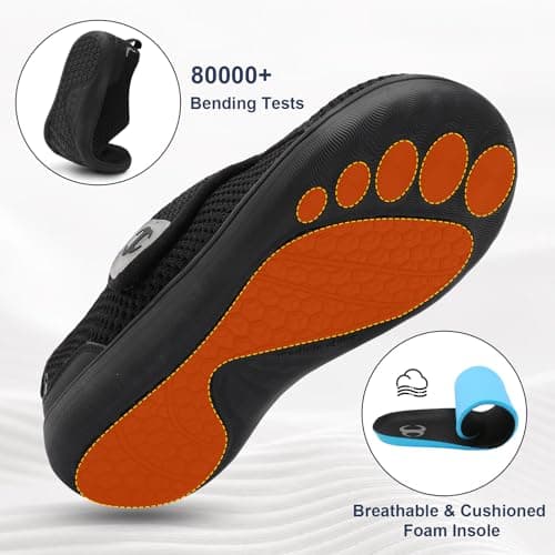 Men's Casual Walking Shoes Wide Fit Barefoot Shoes Non-Slip Lightweight for Elderly Garden Walks Shopping Trips Black 9.5 UK — view 6