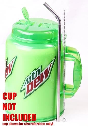 CocoStraw 4 Jumbo 14" Stainless Steel 100 oz Straw + 4 Silicone Tips Huge Super Long Drinking Wide Insulated Whirley Travel Mug Foam Truck Stop Cup (4 Jumbo Straws) — view 3