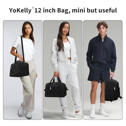 Small Gym Bag Carry On Bag - 12 inch Mini Duffle Bag Lightweight for Overnight Travel 30x20x20cm-Black — view 6
