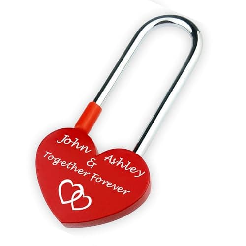 Personalised Padlock Engraved Padlock Love Locks Padlocks for Her Him Girls Couples Lover Custom Gifts for Birthday Anniversary Wedding Trip Travel Valentine Day (Design 3)