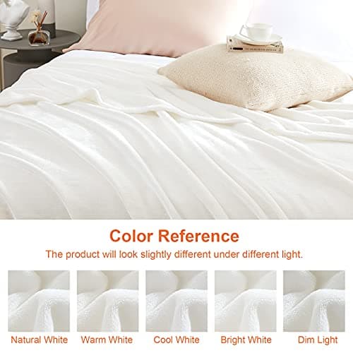 EHEYCIGA Single Fleece Throw Blanket for Sofa 130x165cm, White — view 6