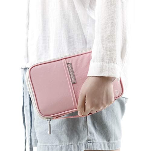 VanFn Family Passport Holder Travel Wallet RFID Blocking Travel Document Organiser Waterproof Holiday Passport Cover Men Women for ID Card, Credit Cards, Flight Tickets, Money, Coins (Pink) — view 5