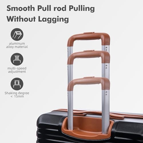 Rocklands Large Suitcase Hard Shell Lightweight 4 Dual Spinner Wheels Trolley Luggage Suitcase Hold Check in Luggage TSA Combination Lock (Black, Small 20") — view 6