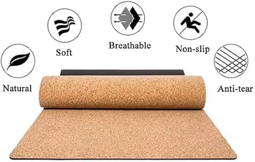 Cork Yoga & Pilates Mat – Eco-Friendly Non-Slip Cork with TPE Backing – 183x61.5cm – Includes Free Carry Strap – Lightweight & Durable – Recycled Packaging – (Design Blank) — view 5