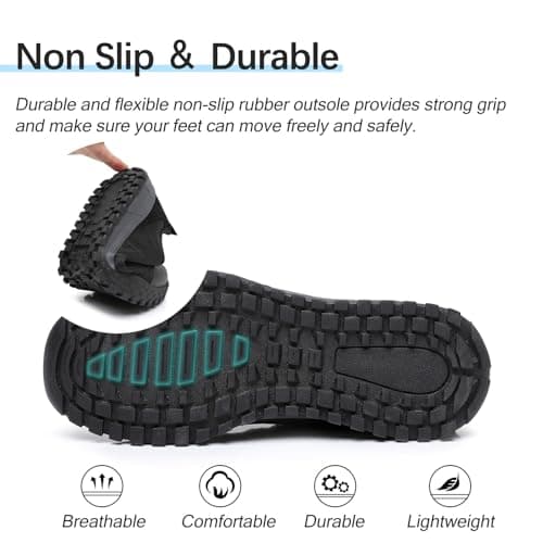 TRAILBLITZ Hiking Shoes Sport Outdoor Walking Shoes Mens Lightweight Breathable Durable Hiking Boots Deep Lugs & EVA Cushioning Woman Man (Black,6) — view 5