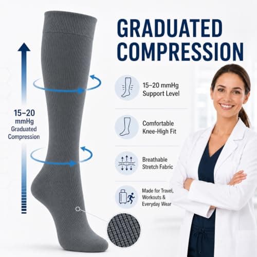 ARG Compression Flight Socks for Men & Women 2 Pairs(Grey, 6-11 UK) — view 6